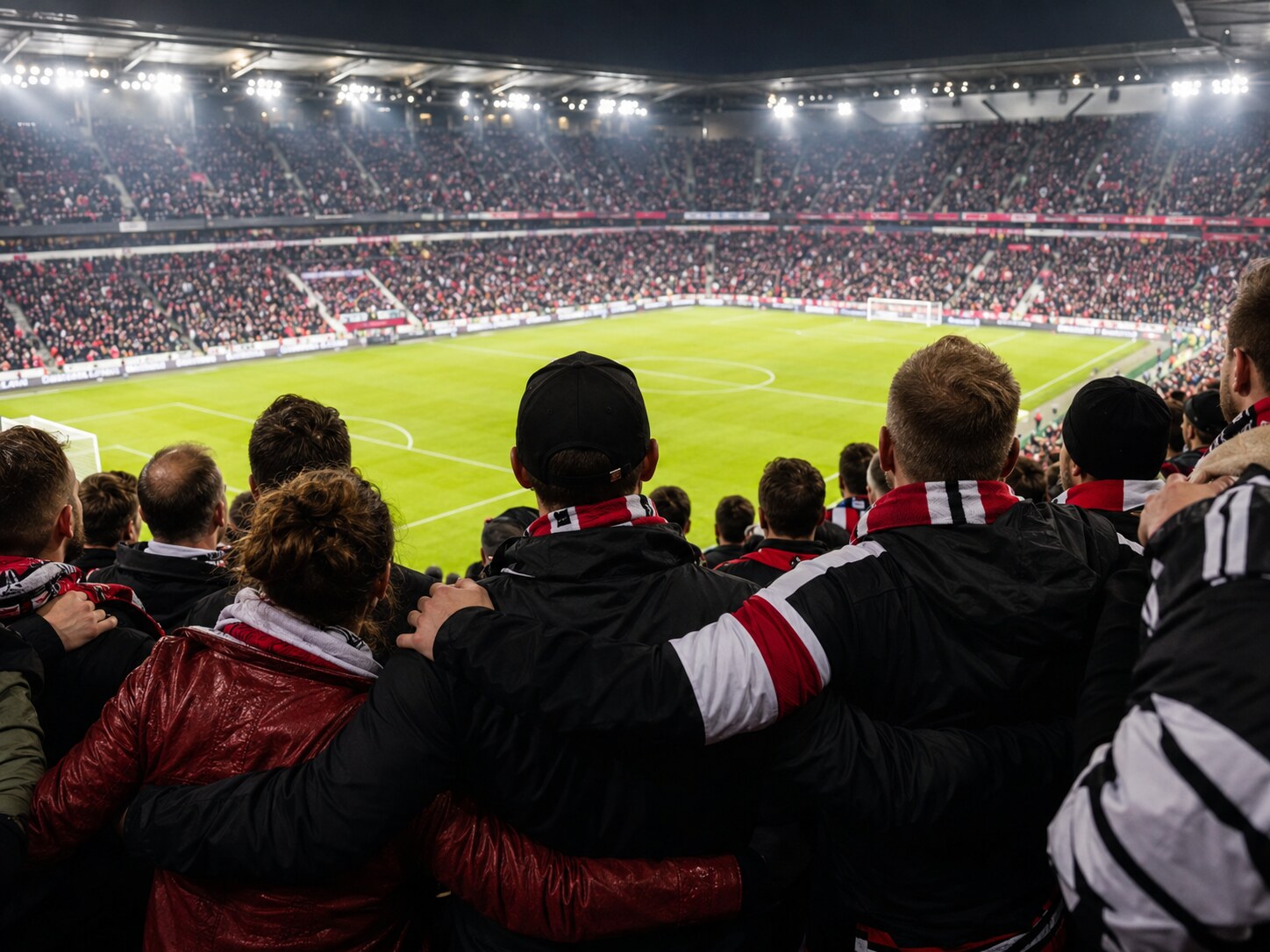 Mitglieder des Fanclubs gemeinsam im Stadion