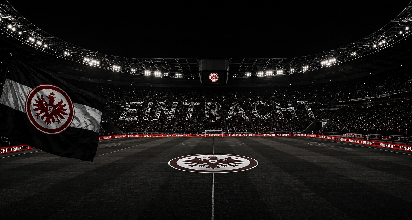 Fans im Stadion mit roten Lichtern